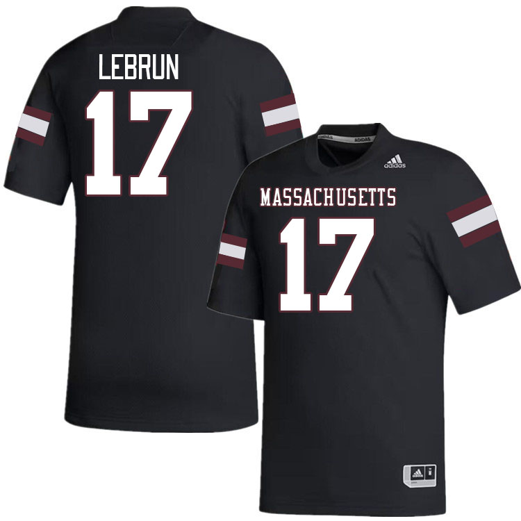 Massachusetts Minutemen #17 Christian LeBrun College Football Jerseys Stitched-Black